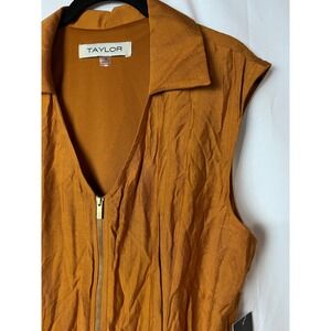 Taylor Jumpsuit Womens 14 Orange Cayenne Sleeveless Belted Wide Leg Utility